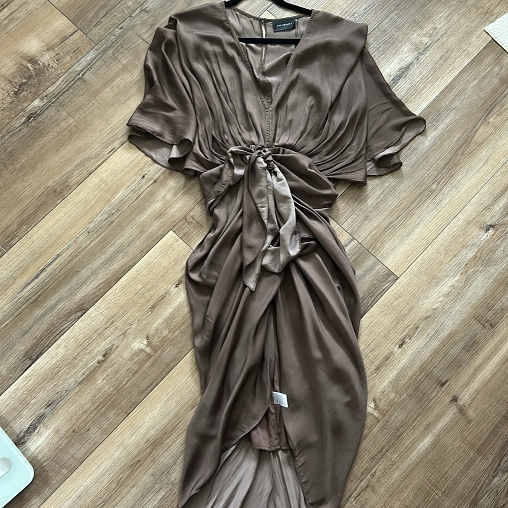 Animari Brown Draped Dress small